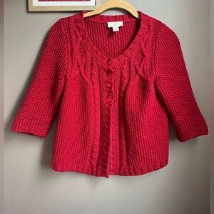 LOFT women’s Red Knit Cardigan Sweater